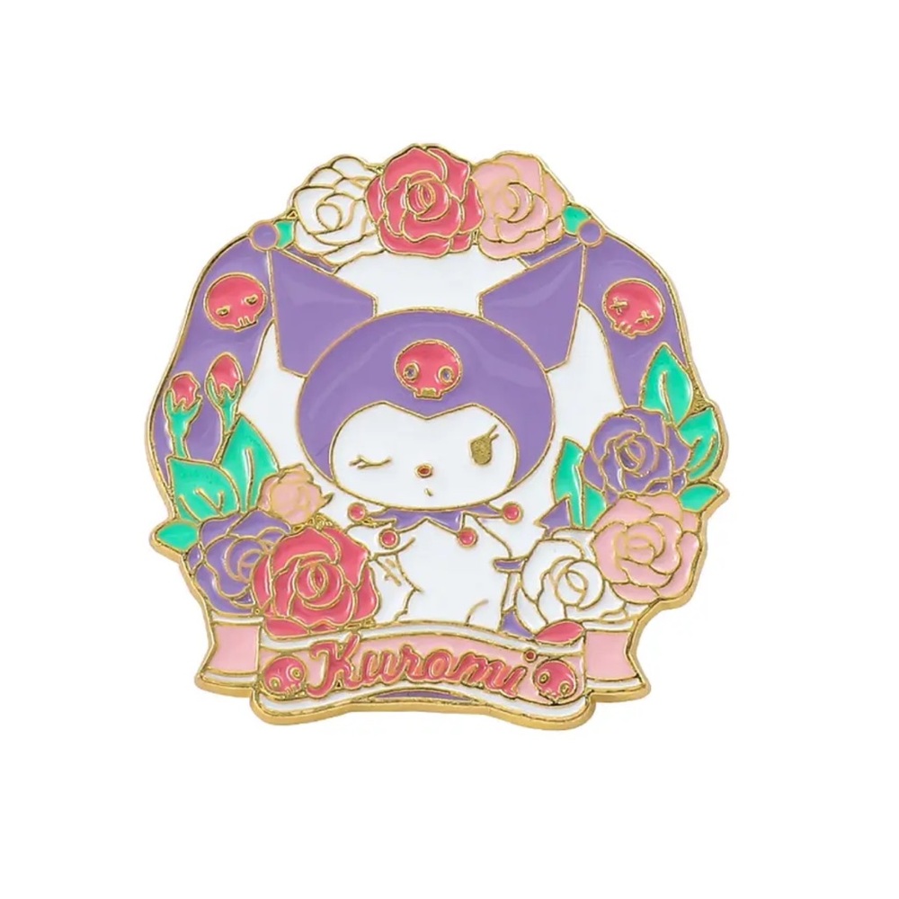 Kuromi Floral Pink & Purple Enamel Pin Sanrio Kuromi Enamel Pin, Hello K…